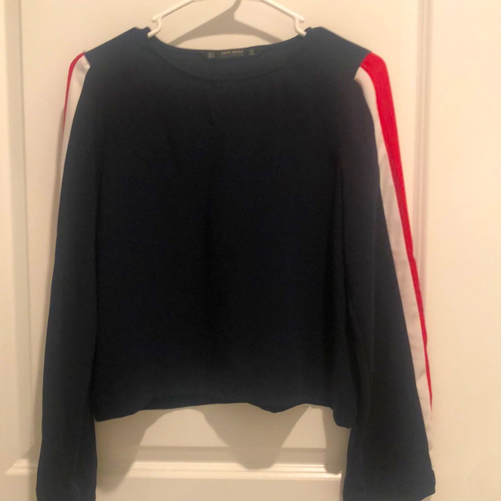 Zara striped sleeve blouse